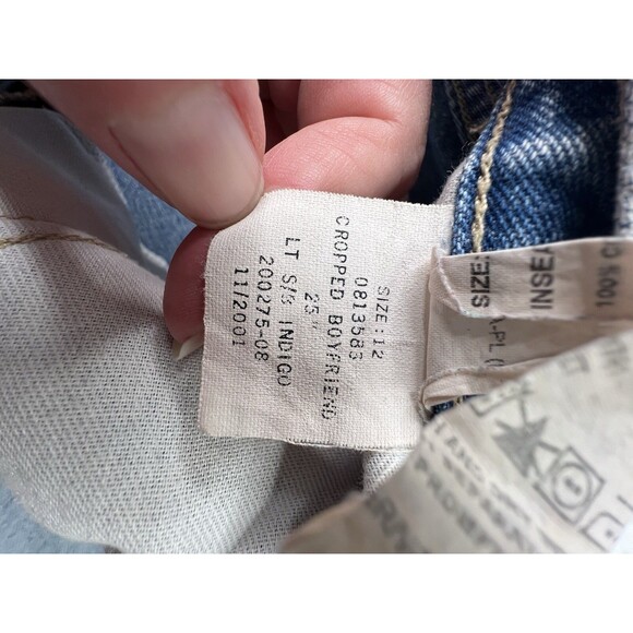 Vintage Tommy Hilfiger Jeans Womens 12 Y2k Cropped 25" Boyfriend Mid Rise Denim - Picture 11 of 16